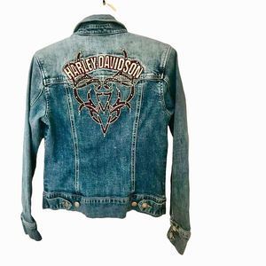 Genuine Harley Davidson embroidered  jean jacket